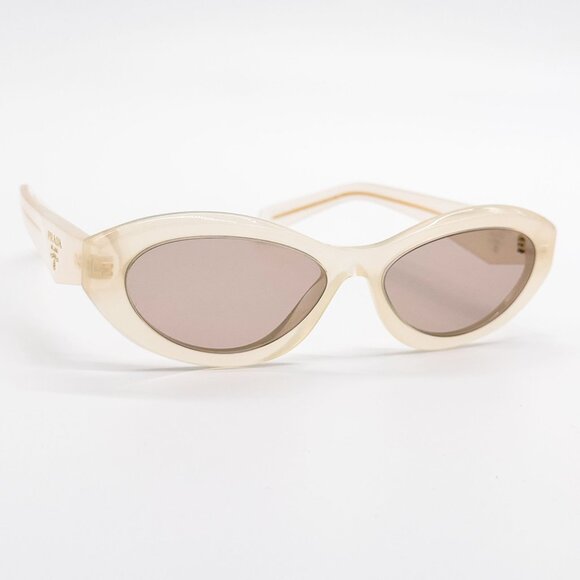 NEW PRADA SUNGLASSES, PRADA PR26ZS 12V4I2 WOMEN OPAL MILK/BROWN OVAL PR 26ZS - Picture 5 of 10